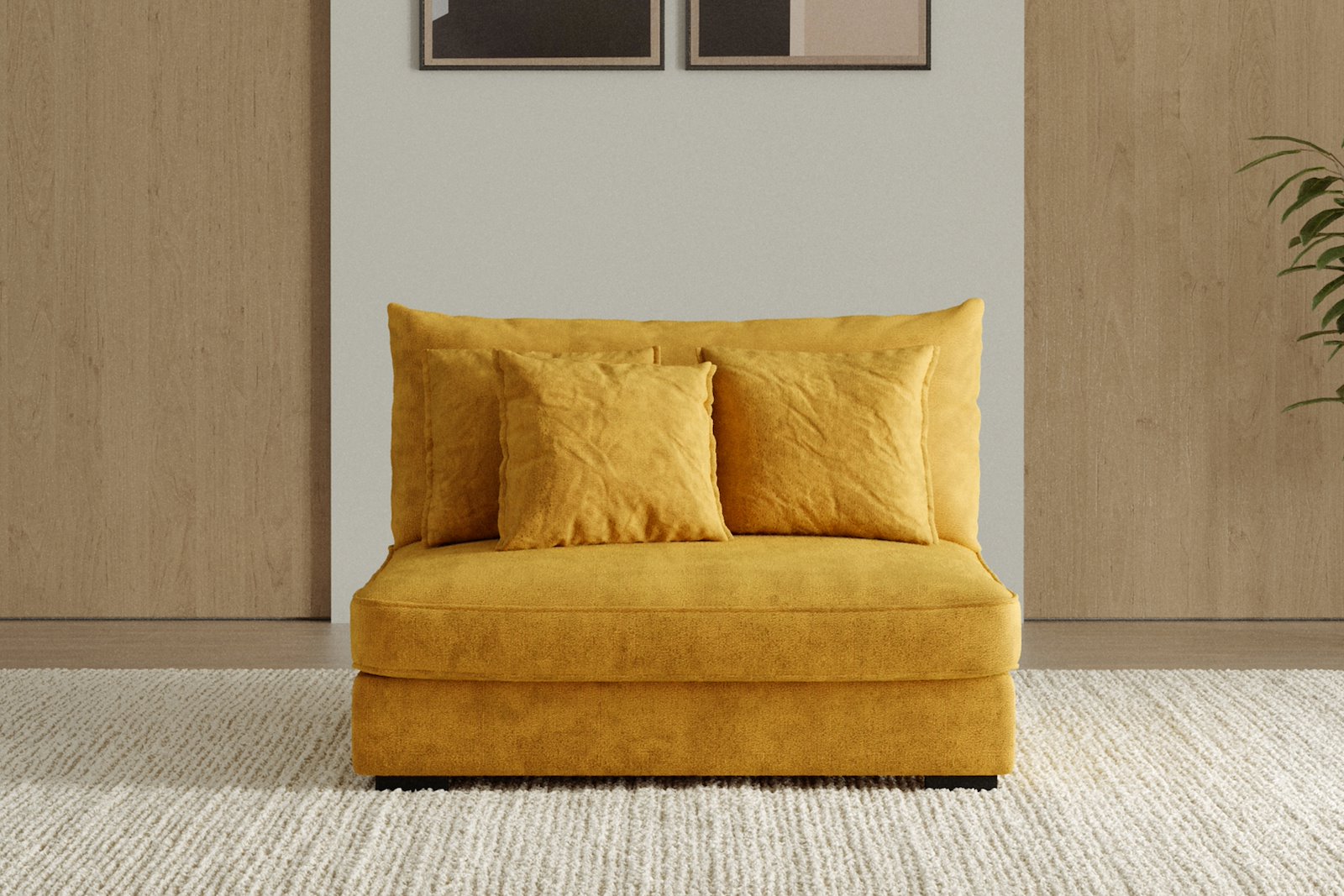 Rossi Lux 2-seter uten arm Tekstil Genesis 10 Golden Yellow med sorte ben. Lux Komfort.