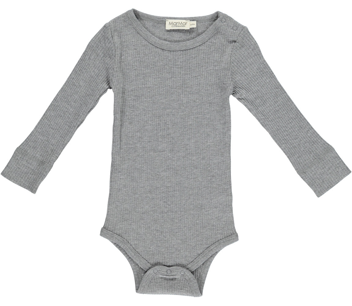 Plain Body LS, Bodystocking - Grey Melange