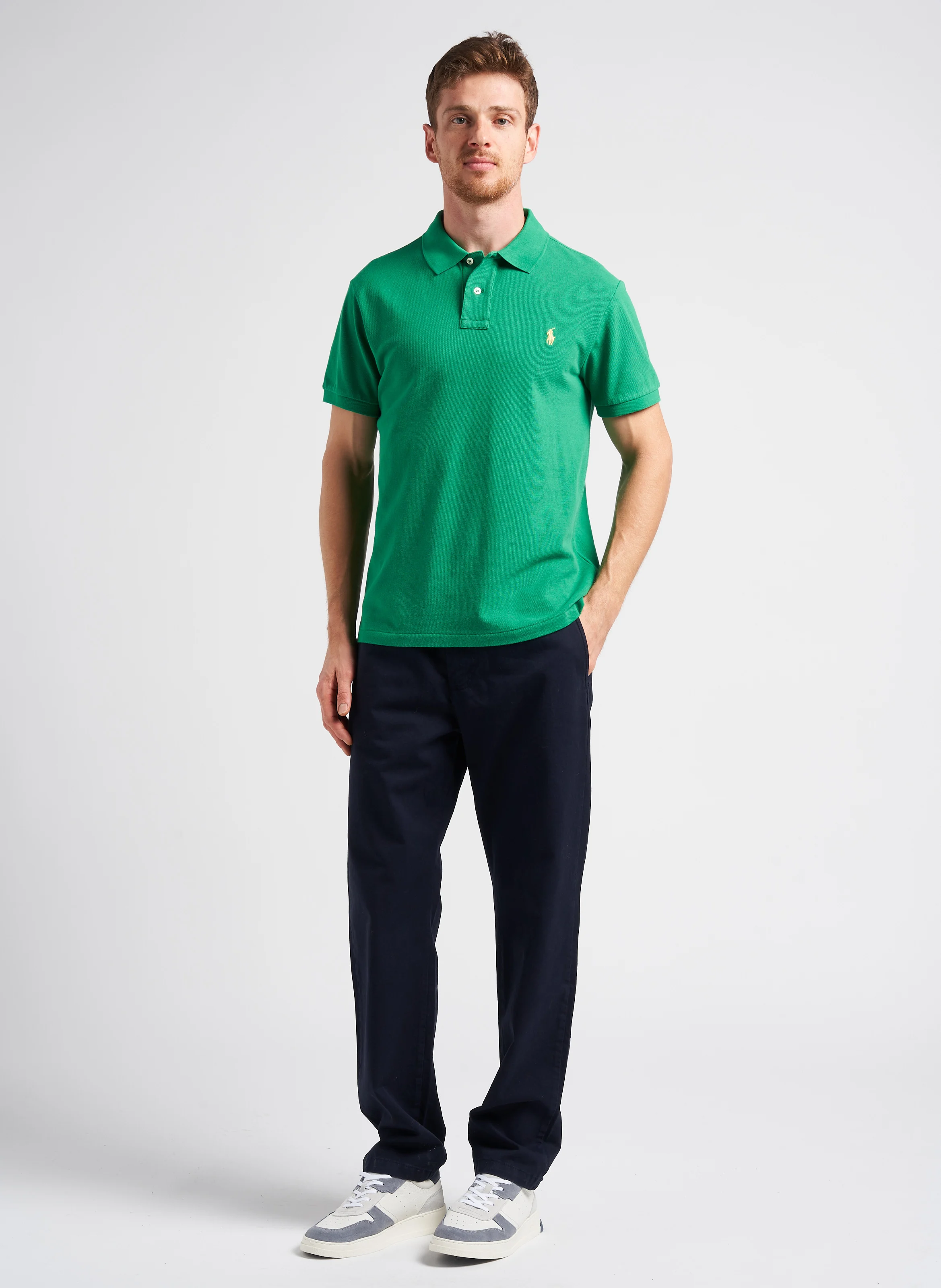 Pantalon chino droit en coton bio| Bleu