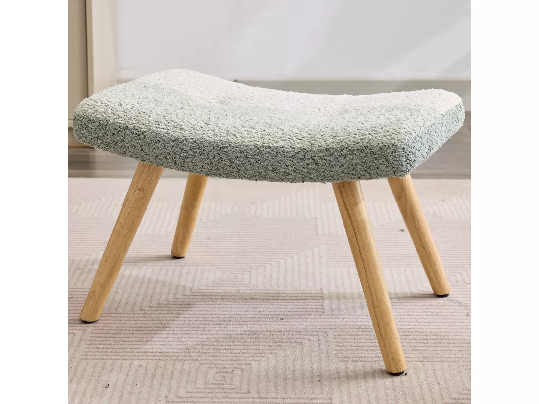 Fauteuil à bascule en tissu bouclé avec repose-pièds et appui-tête - 65.5 x 83 x 95 cm - Multicolore