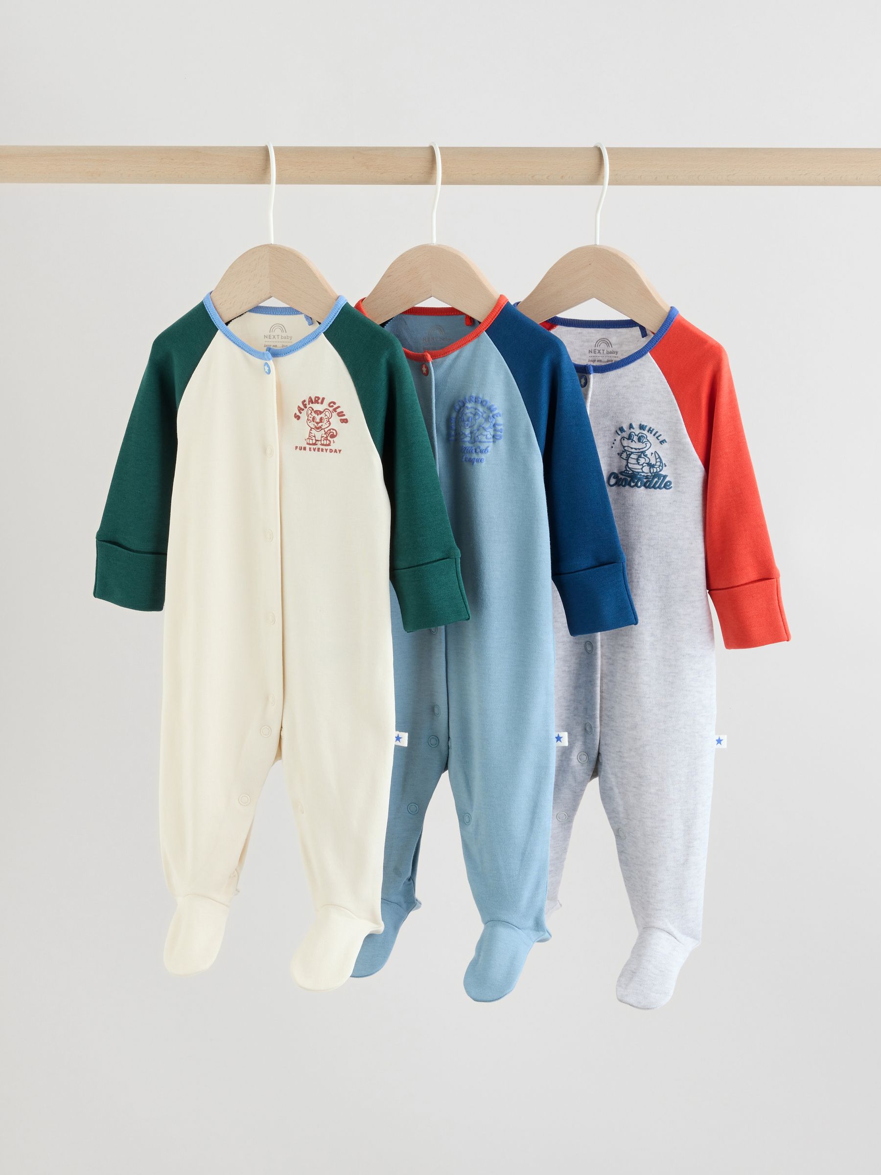 Meerkleurig collegesportstijl - Verpakking van 3 babypyjama's (0 mnd-3 jr)