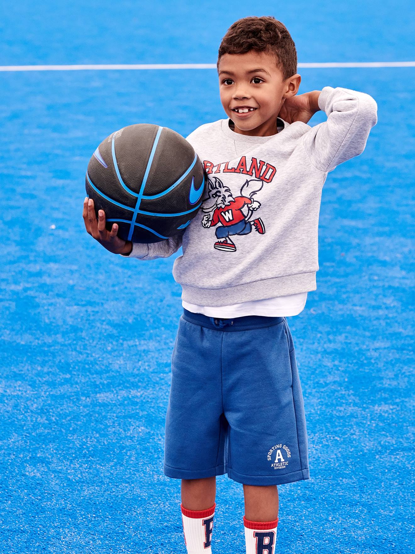 Calções desportivos de lã polar azul elétrico para meninos