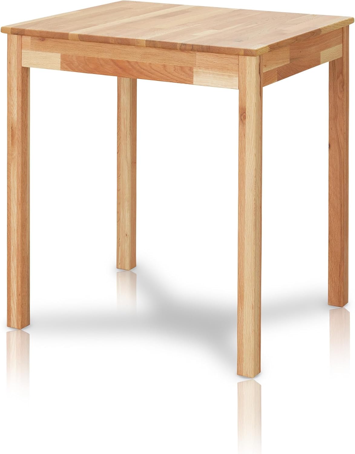 KHG Esstisch Eiche Massivholz 70x60 cm - Landhausstil, gerade Kante, für 2-4 Personen, Zeitloser Holztisch, kompakt, Höhe 75 cm - Küchentisch klein & robust