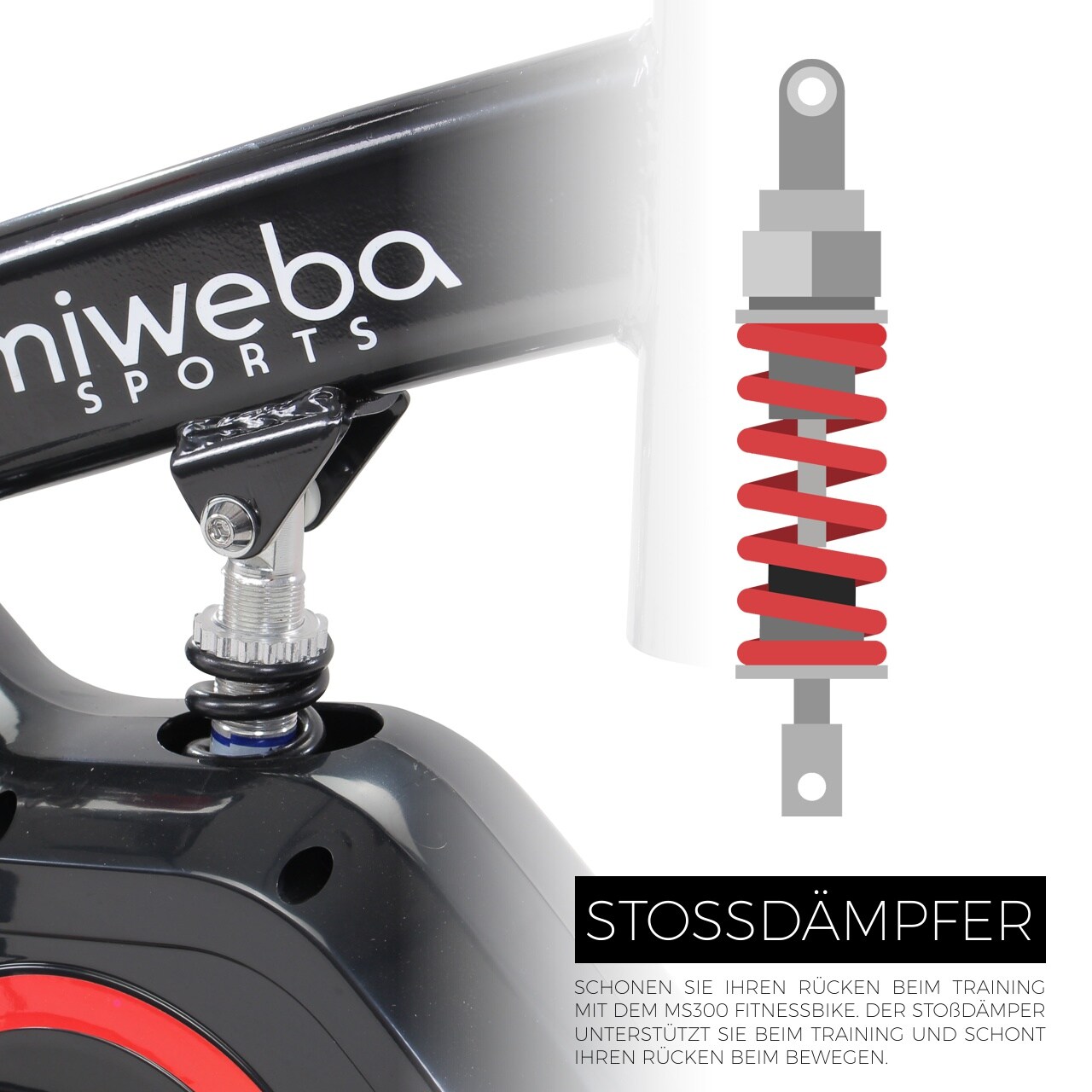Miweba Sports Indoor Cycle MS300, 13 kg Schwungrad, für zuhause geeignet (Schwarz)