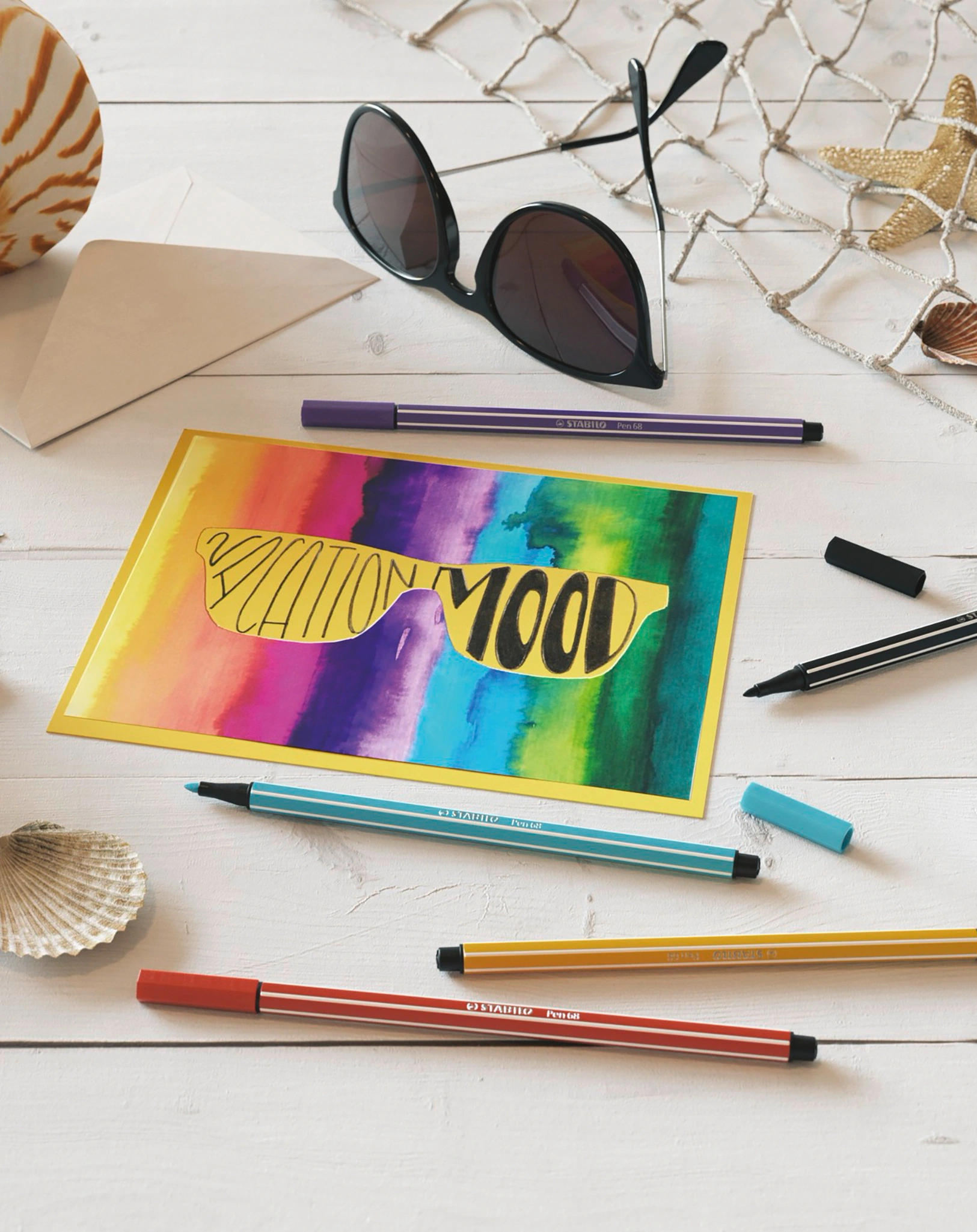 Premium-Filzstift - STABILO Pen 68 Colorparade - 20er Tischset in anthrazit/hellblau - mit 20 verschiedenen Farben