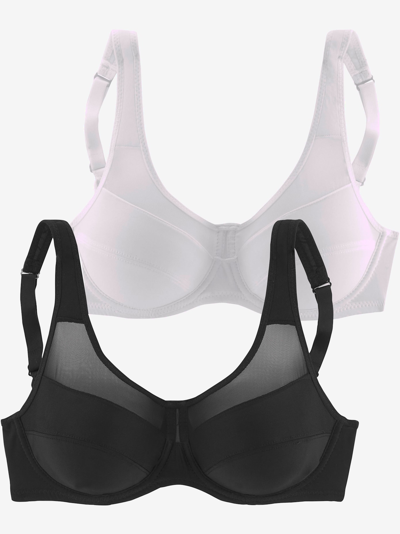 Soutien-gorge à armatures, empiècement résille légèrement transparent au décolleté