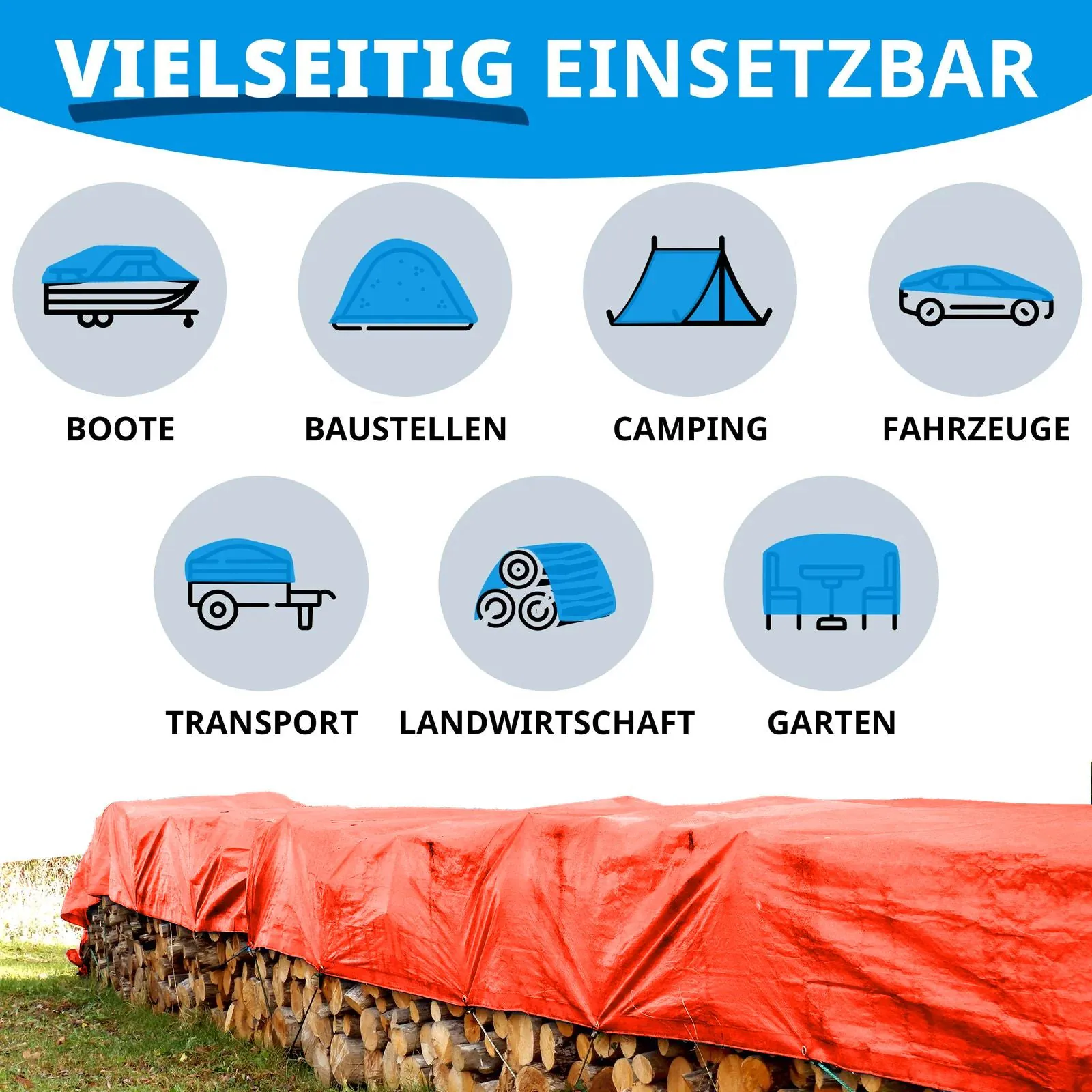 floordirekt Abdeckplane | 140 g/m² | Orange
