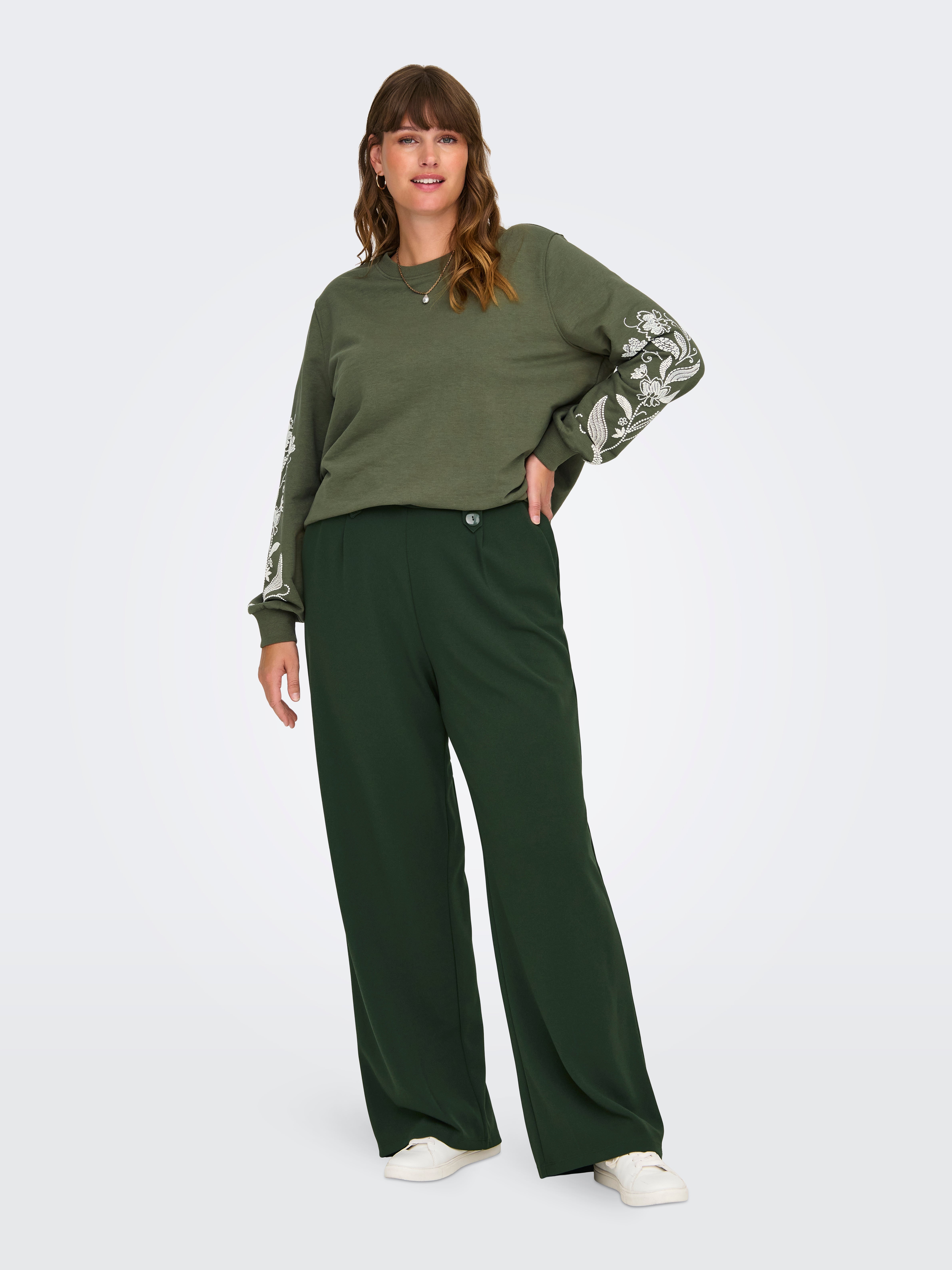 CARSANIA Normal geschnitten Hose mit weitem Beinschnitt Rosin