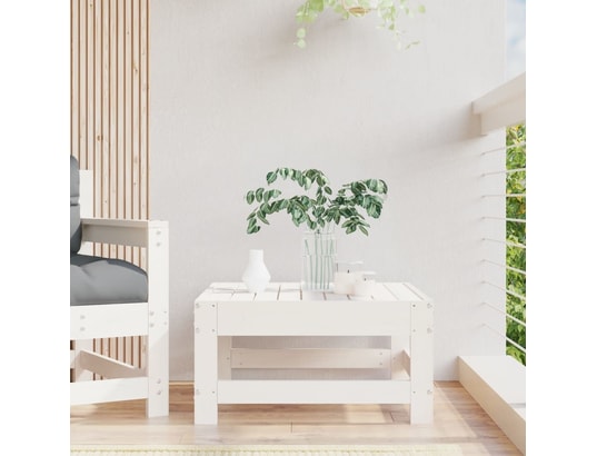 VIDAXL - Pouf Repose-pied de jardin blanc bois de pin massif
