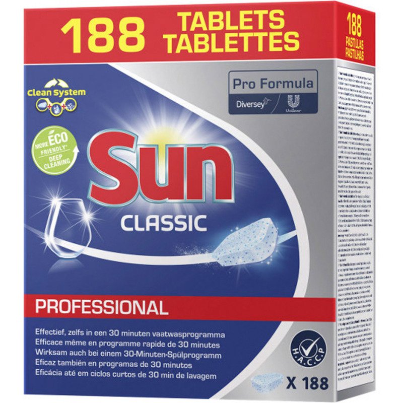 Tablettes lave-vaisselle Sun Classic - Boîte de 188