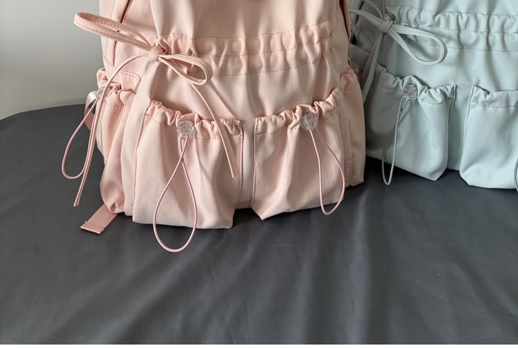 Minafox - Effen nylon laptoprugzak met trekkoord