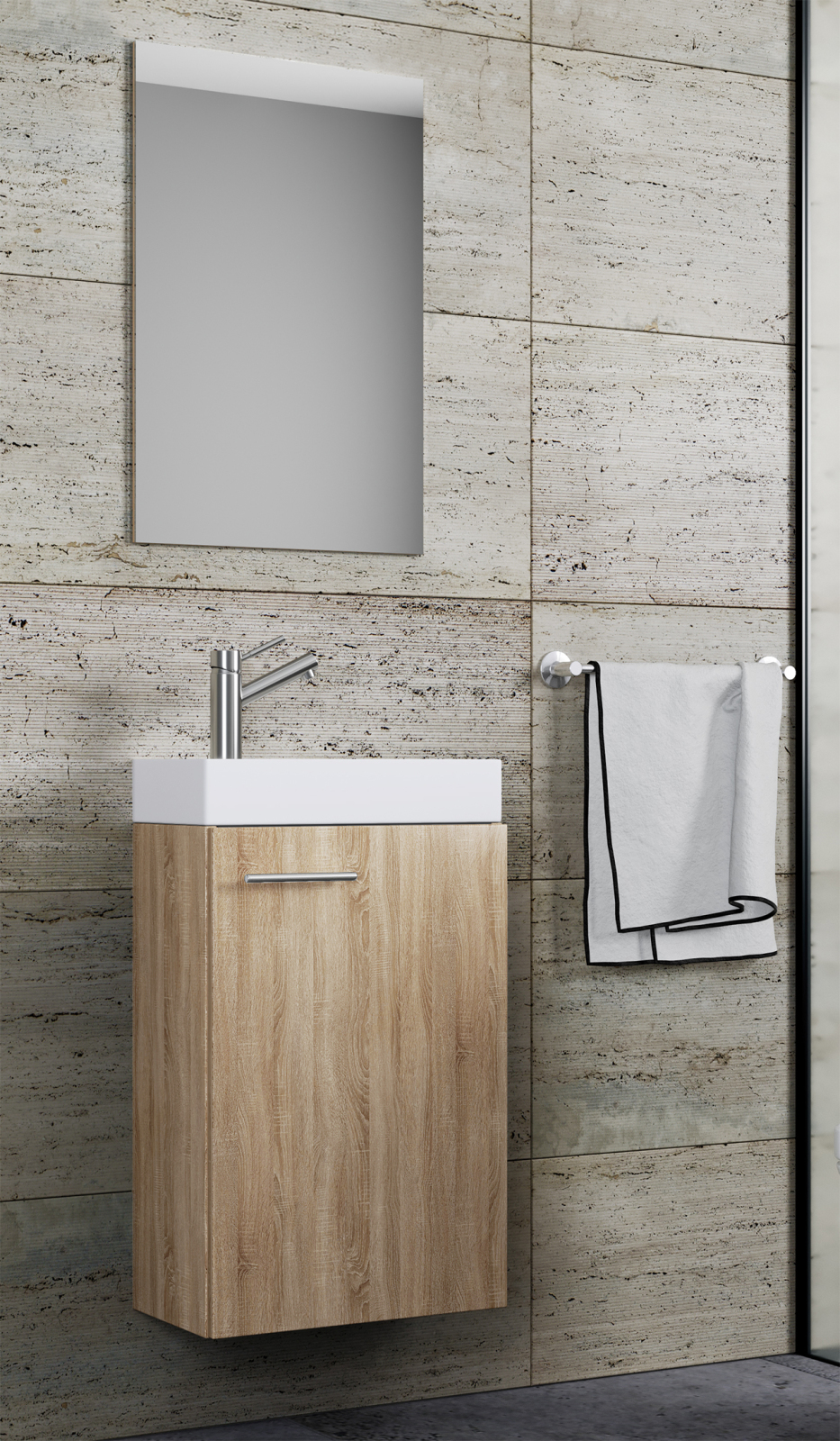 3-teiliges Badmöbel-Set SLITO - Sonoma Eiche - 41 cm breit