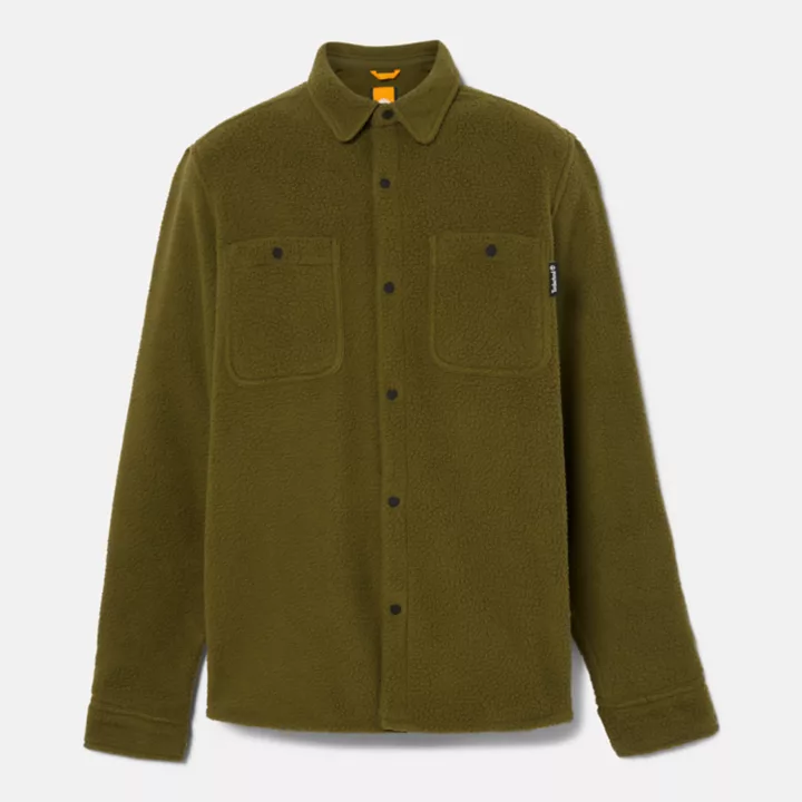 Sobretudo utilitário de lã de pelo alto para homens na cor verde.