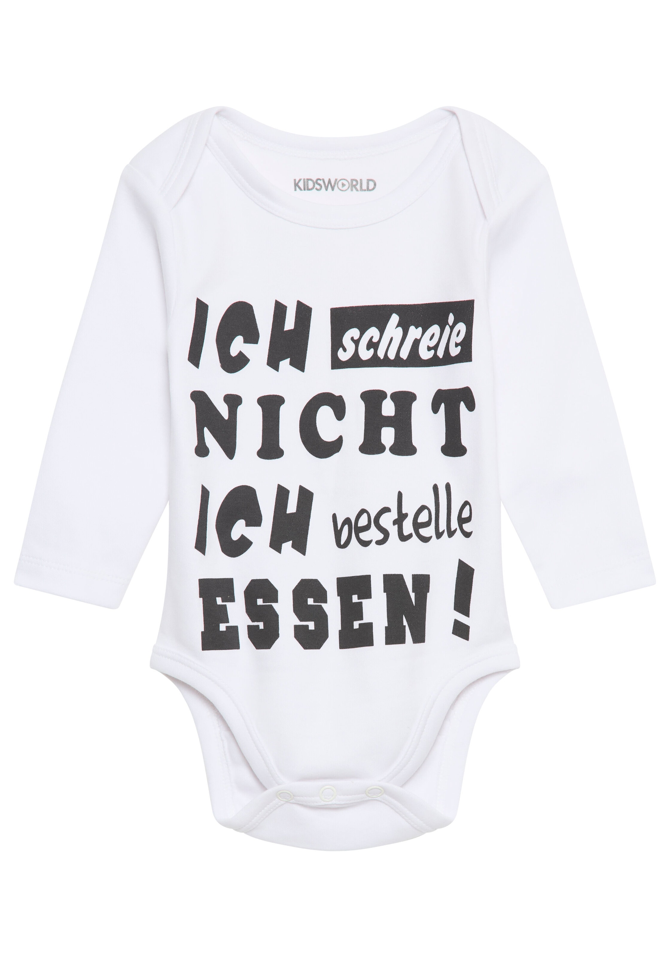 KIDSWORLD Langarmbody »Ich schreie nicht, ich bestelle Essen« aus Bio-Baumwolle
