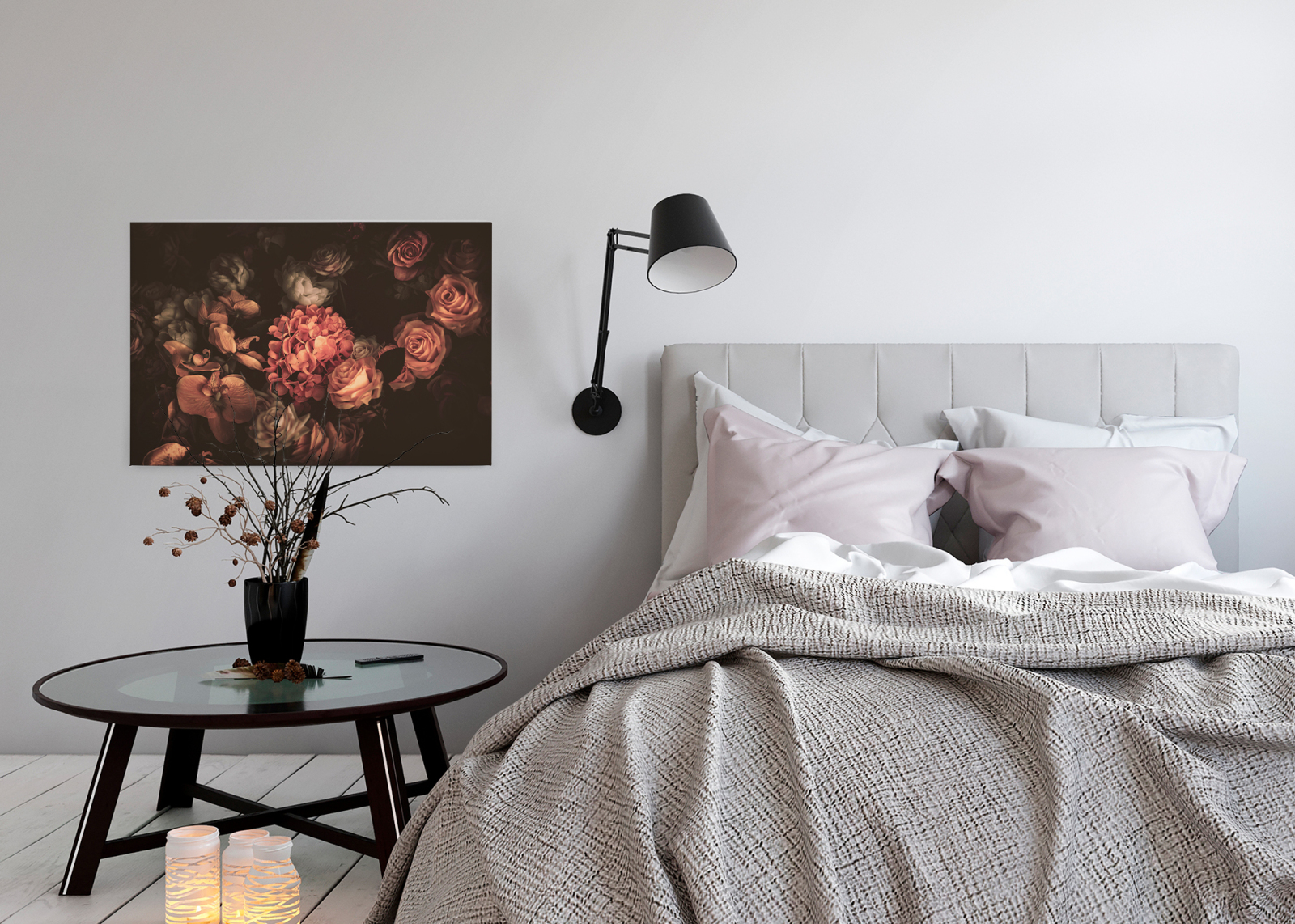 Leinwandbild BLUMEN - orange-schwarz - 90x60 cm