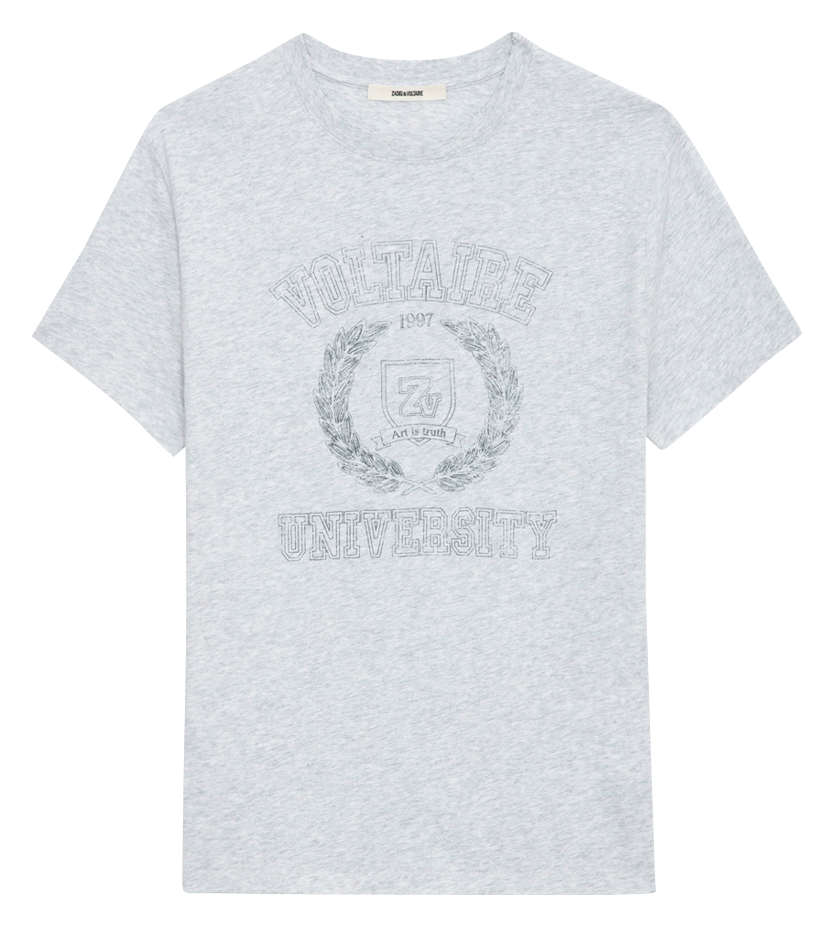 JIMMY - Tee-shirt droit col rond en coton bio sérigraphié | Gris
