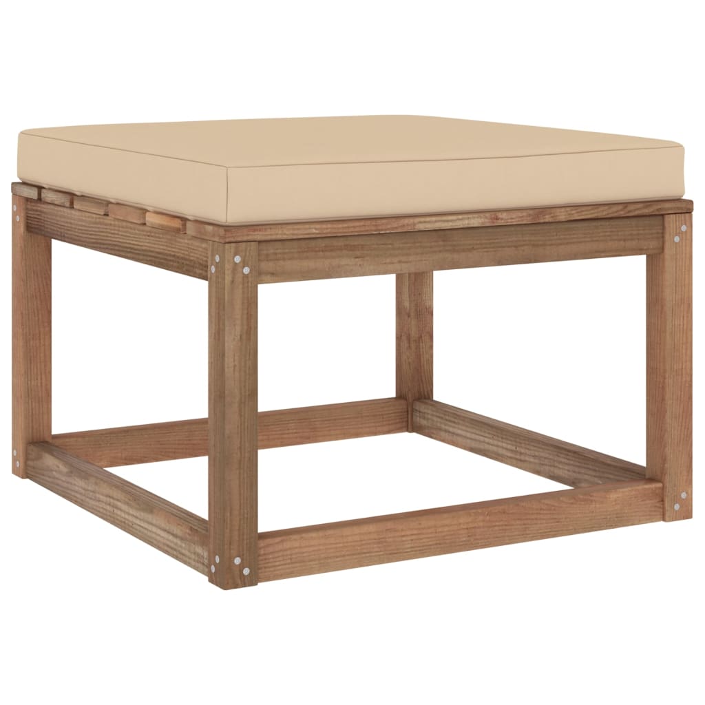 Salon de jardin palette meuble d'extérieur ensemble de mobilier 3 pièces avec coussins bois de pin imprégné