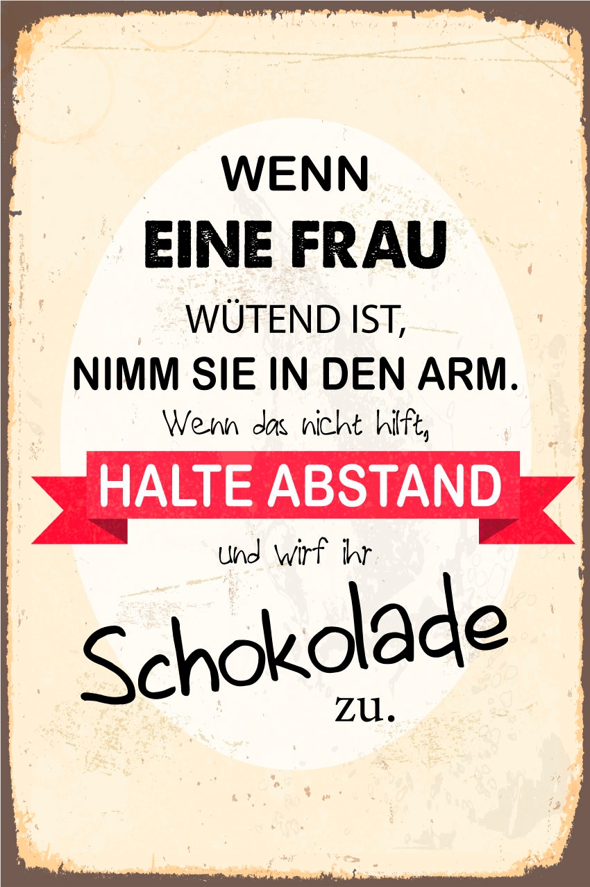 queence Metallbild »Schokolade« Essen | Schriftzug | Schriftzüge | Sprüche | Sprüche & Texte 1 Stk. tlg. Stahlschilder