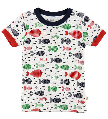 Katvig T-Shirt - Navy/Rot m. Fisch