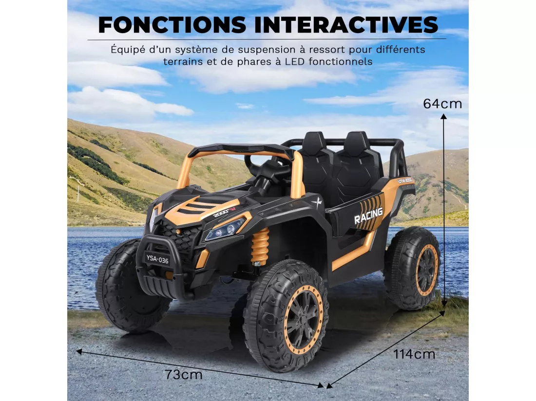 Voiture électrique 24 V pour enfants, camion à quatre roues motrices avec télécommande, camionnette à 6 roues pour enfants avec ceinture de sécurité, espace de rangement, Bluetooth, son d'avertissement de marche arrière (noir foncé)
