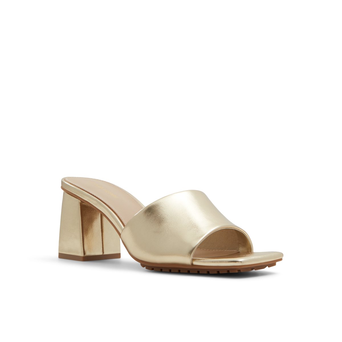 LUCA FERRI-Barg-Mules Sandales - Talon bloc - Champagne