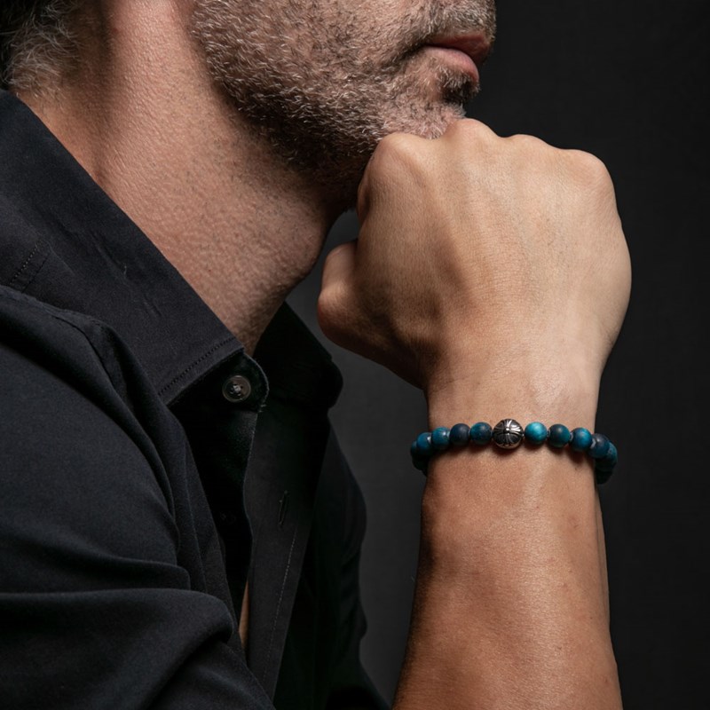 Bracelet Boules oeil De Tigre Bleu 