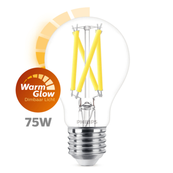 Philips LED peer E27 75W filament helder warmglow dimbaar