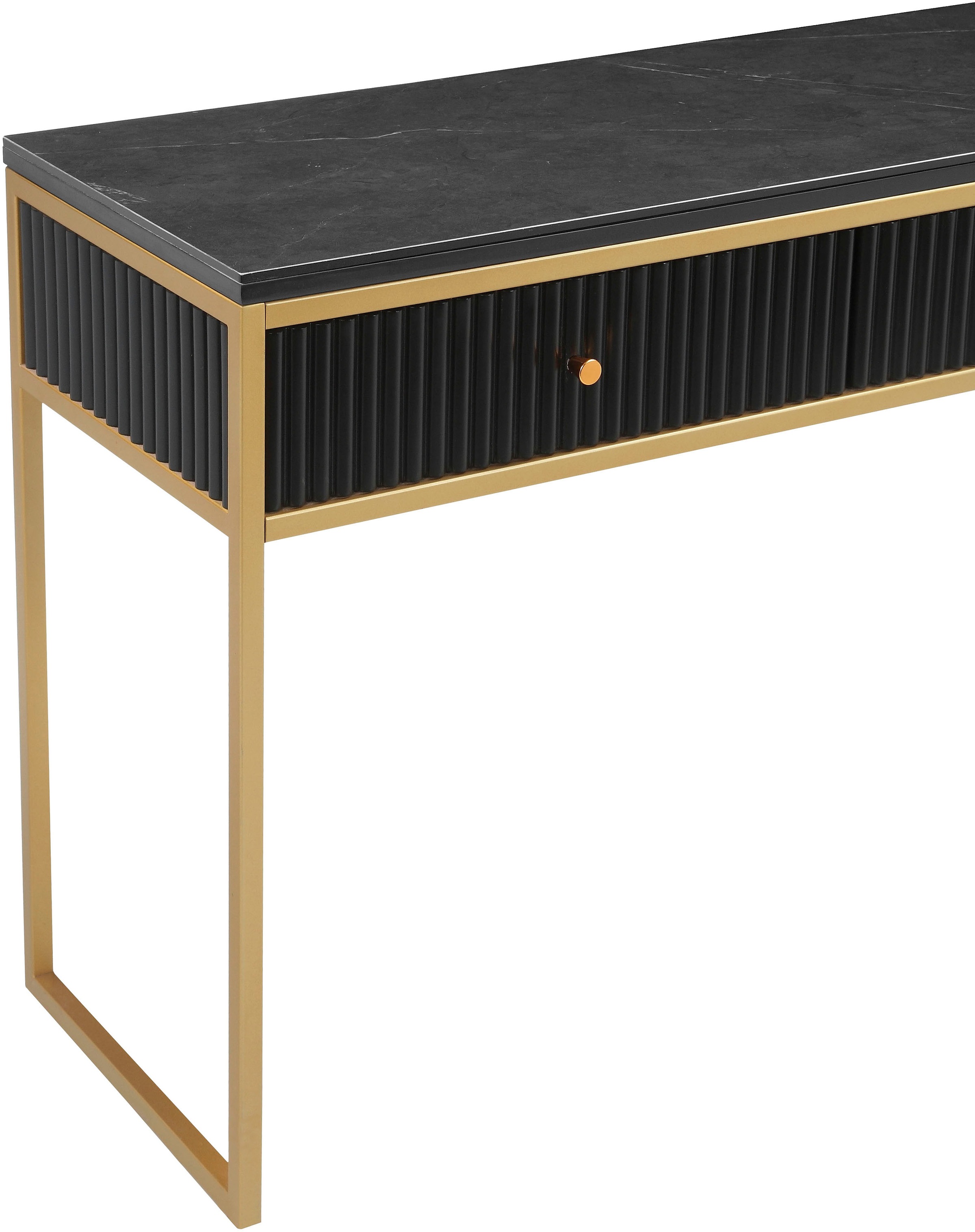 Leonique Konsolentisch »Fleuriss« Keramikplatte, goldene Beine, FSC-zertifiziertes Holz, Breite 110 cm