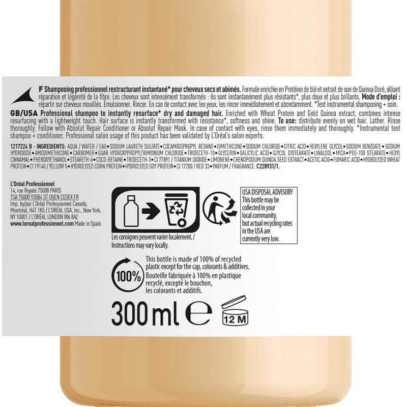 Shampooing Absolut Repair L'Oréal Professionnel 300ML Rechargeable