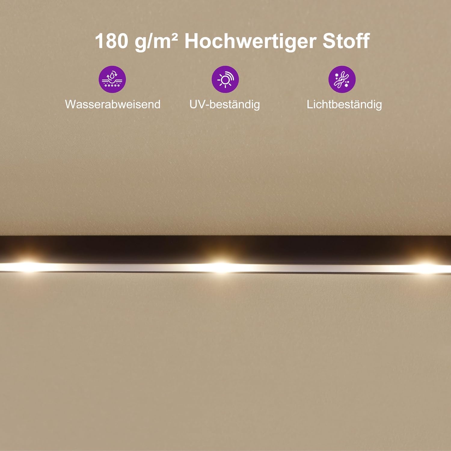 PURPLE LEAF Sonnenschirm Rechteckig 425 x 245 cm mit LED Doppelsonnenschirm Groß XXL mit Kurbel Marktschirm mit Ständer Gartenschirm UV-Schutz für Terrasse Garten, Beige