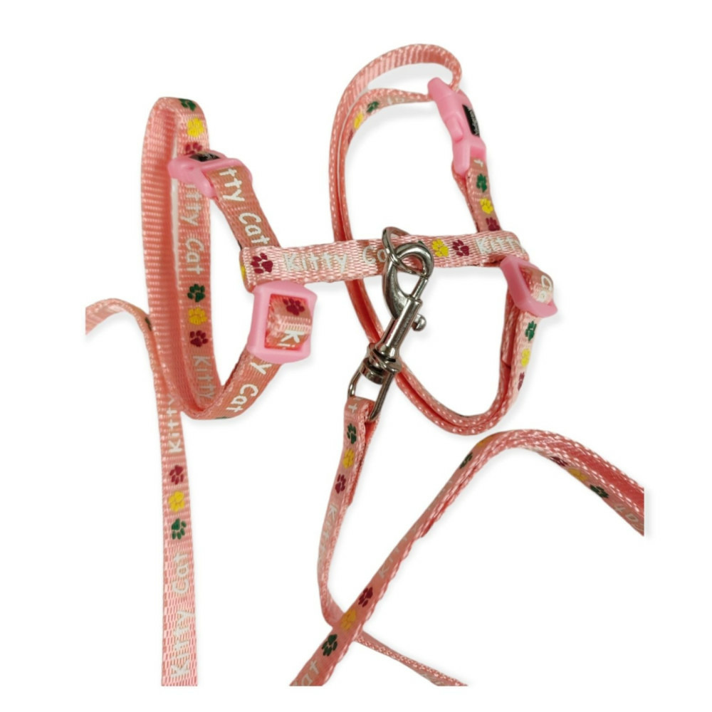 Harnais avec laisse 1.20m, kitty cat rose, pour chaton.