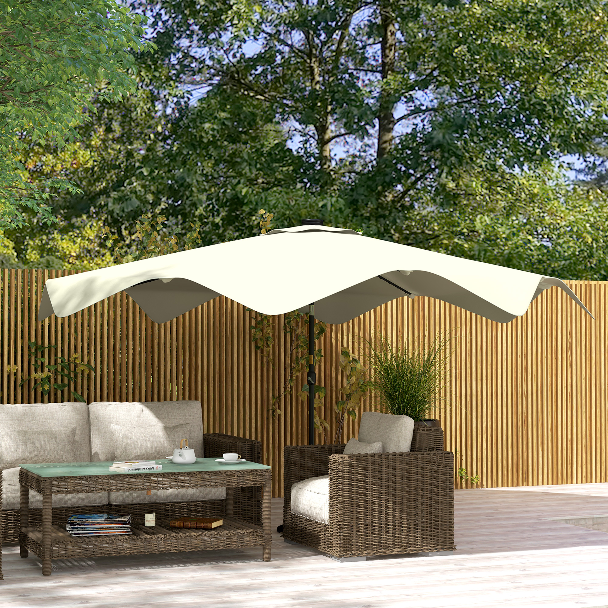 Guarda-sol de jardim Outsunny Cream