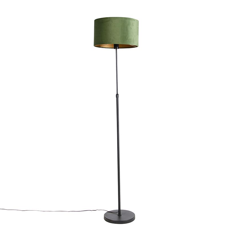 Vloerlamp zwart met velours kap groen met goud 35 cm - Parte
