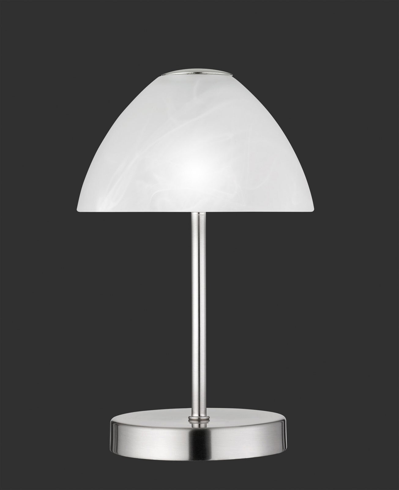 LED Tischleuchte Queen nickelfarbig 24cm 15cm Metall Glas dimmbar