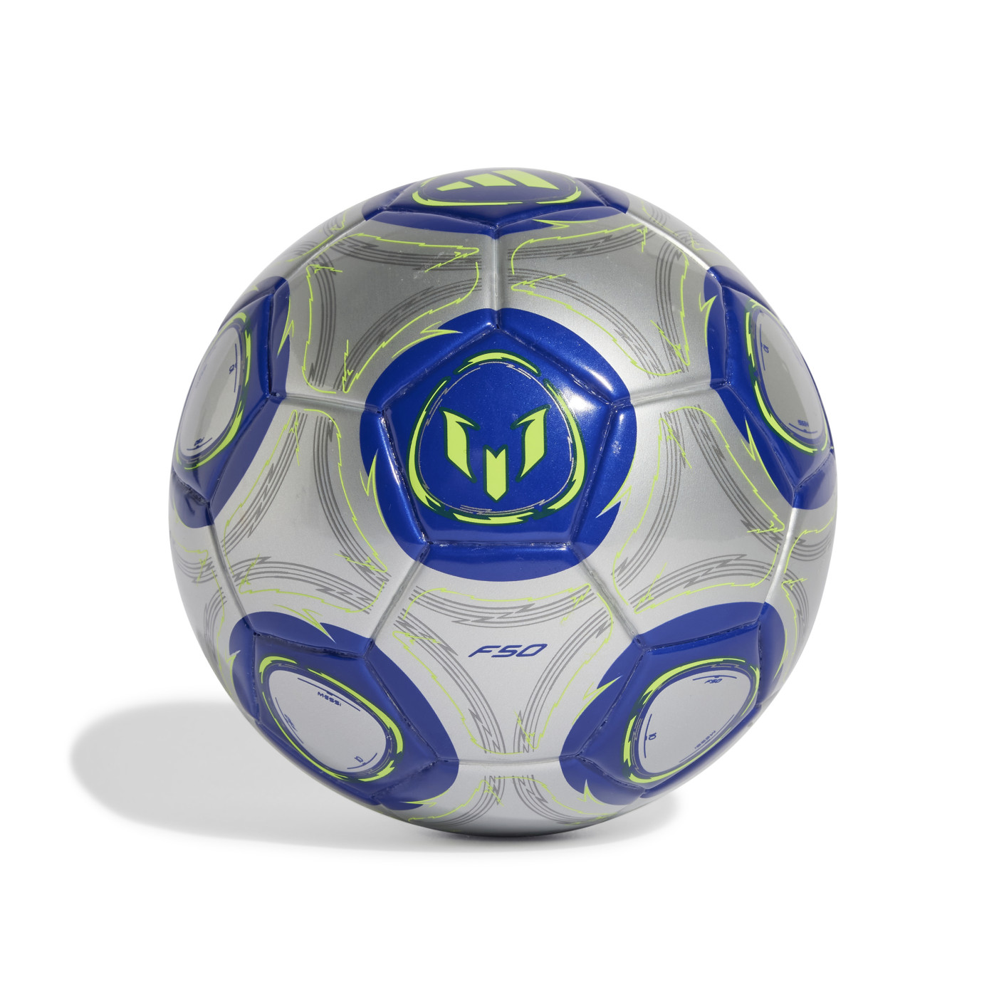 Adidas Messi Mini Voetbal Maat 1 Zilver Donkerblauw Geel