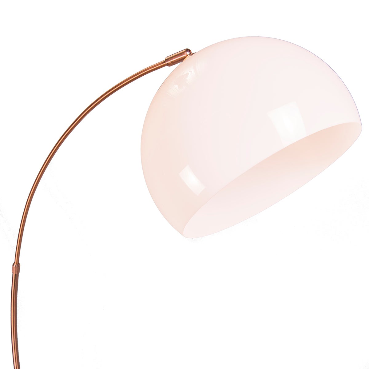QAZQA - Moderne koperen booglamp met witte kap - Arc Basic I Woonkamer - Steel Round I Langwerpig - LED-compatibel E27