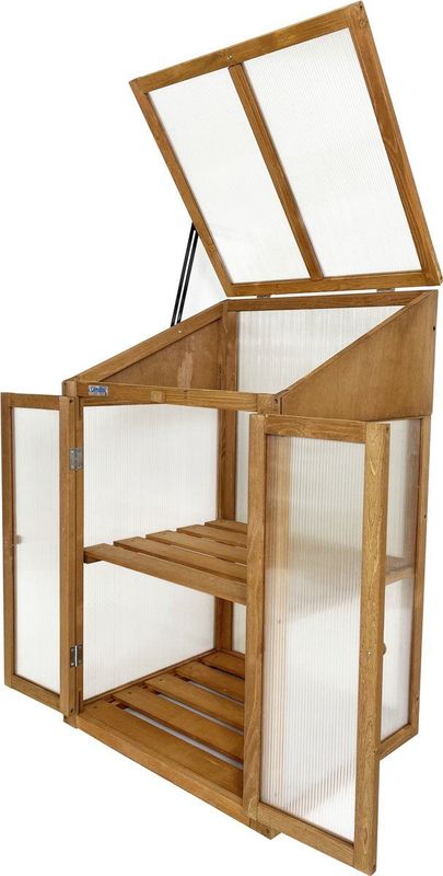 Lendo Online Kweekkas - Broeikas - Tuinkas - Kweekbak - Kas - Serre - 60x49x97,5 cm - vurenhout met pc platen - bruin
