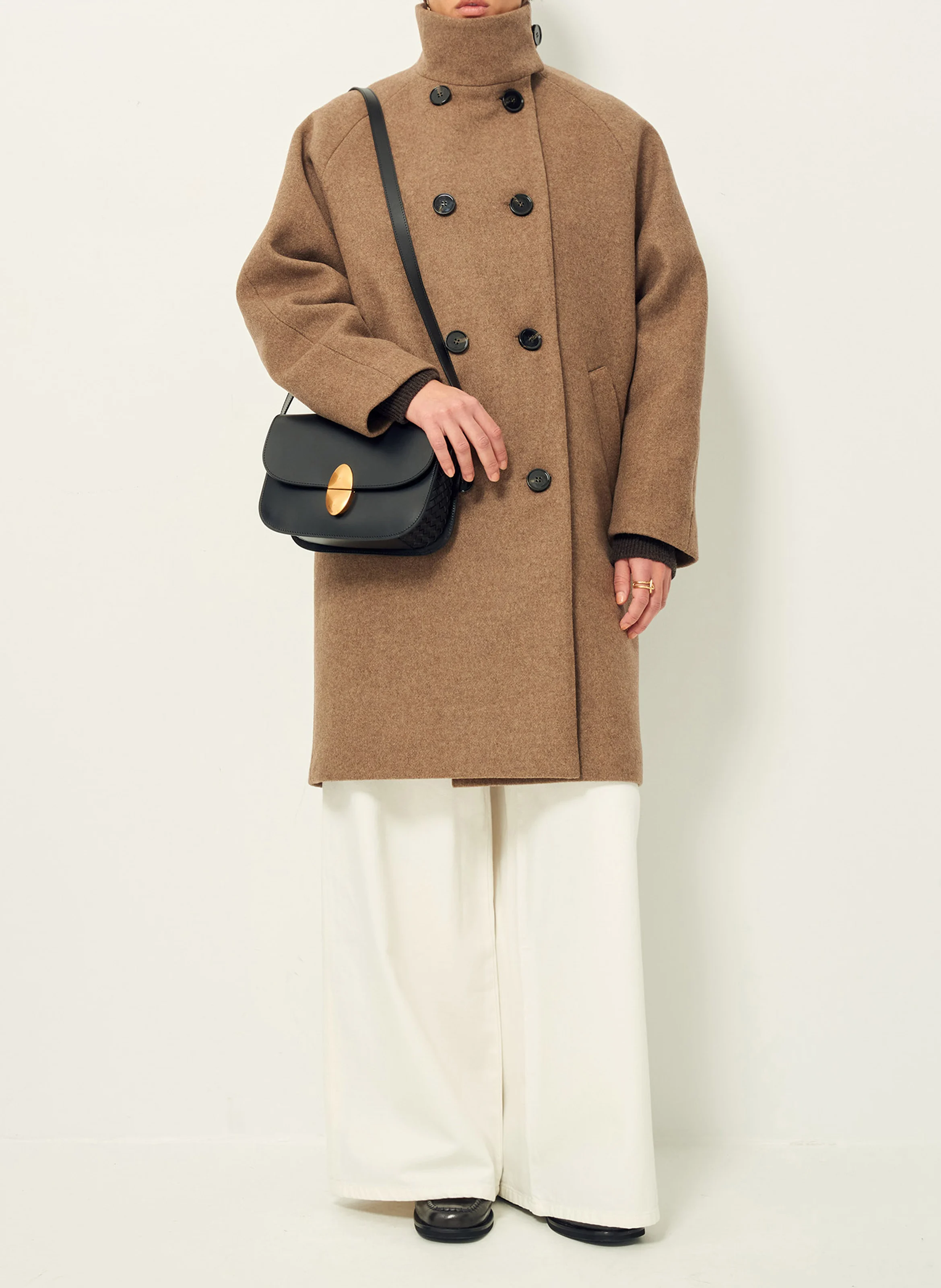 FLORAL BLVD - Manteau col montant en laine mélangée | Marron