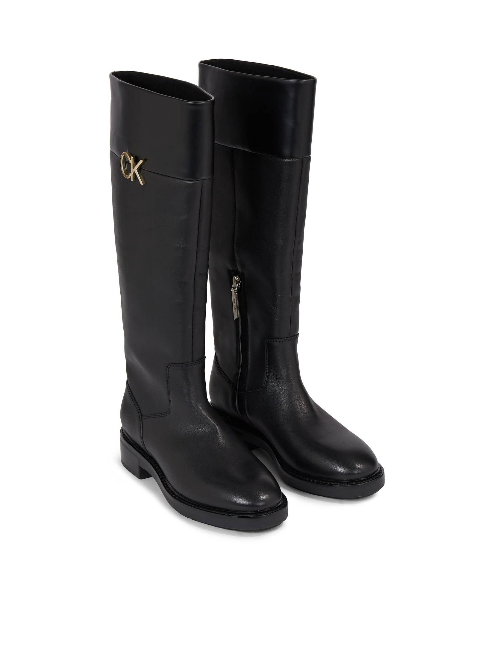 CALVIN KLEIN| Damen Lederstiefel RUBBER SOLE KNEE BOOT