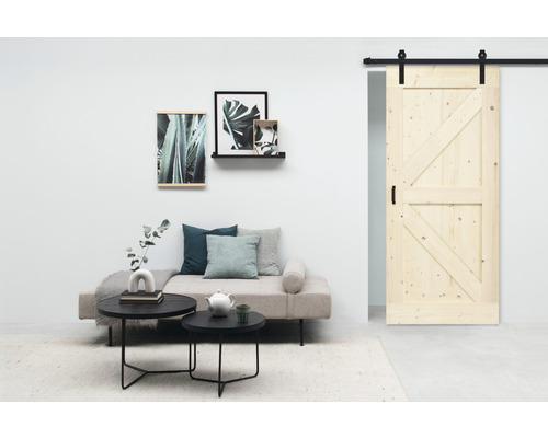 Pertura schuifdeur complete set Yorick British Vintage onbehandeld 950x2150 mm incl. looprail met rol, krukgarnituur