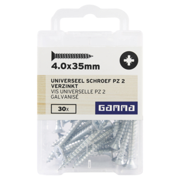 GAMMA schroef universeel platkop verzinkt 4.0x35 mm 30 stuks