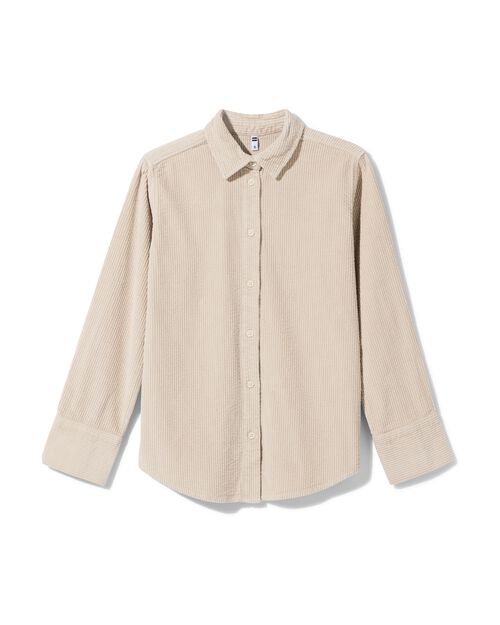 chemise femme Lena en velours côtelé sable