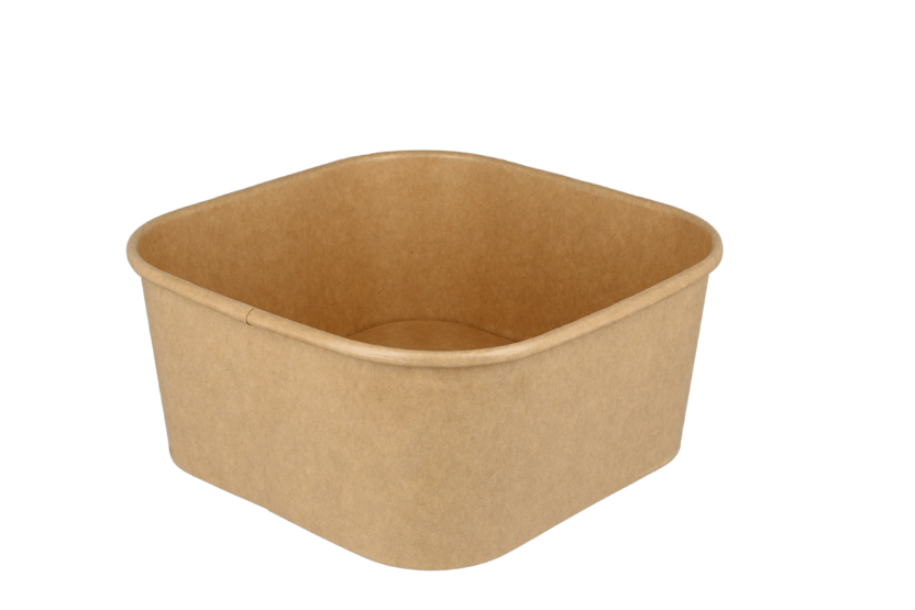 Vierkante maaltijdbak karton 1400ml Kraft