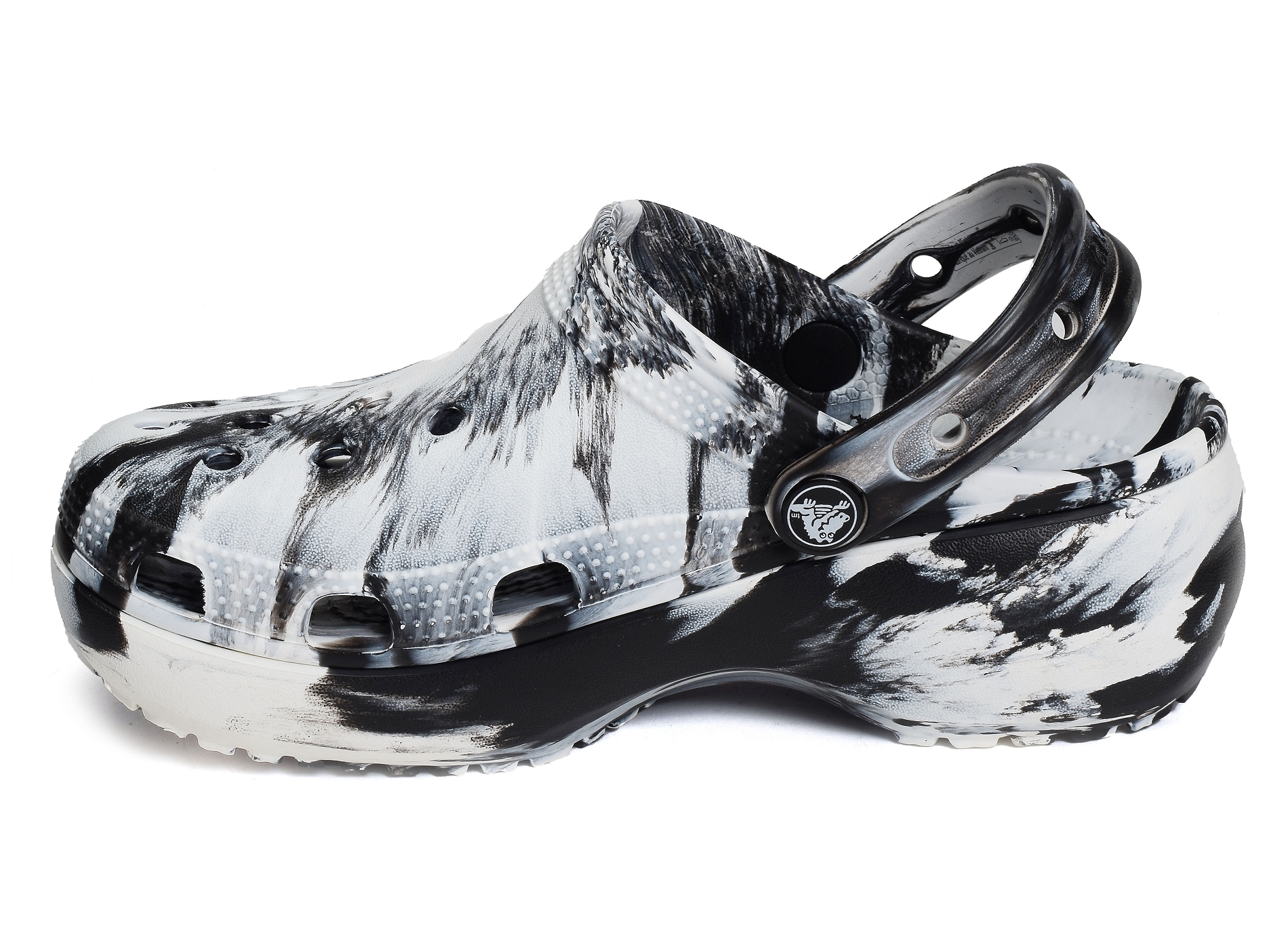 Classic plateform marbled clog noir blanc