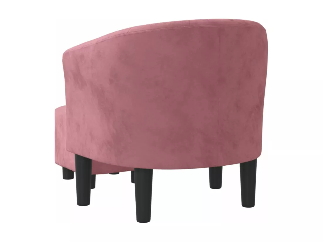 Fauteuil avec repose-pied rose velours