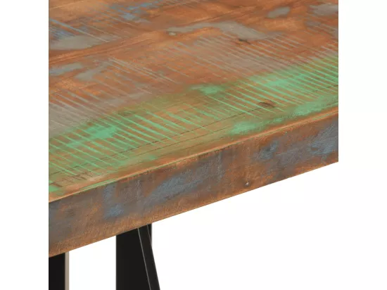 Table de bar 55x55x107 cm bois massif de récupération et fer