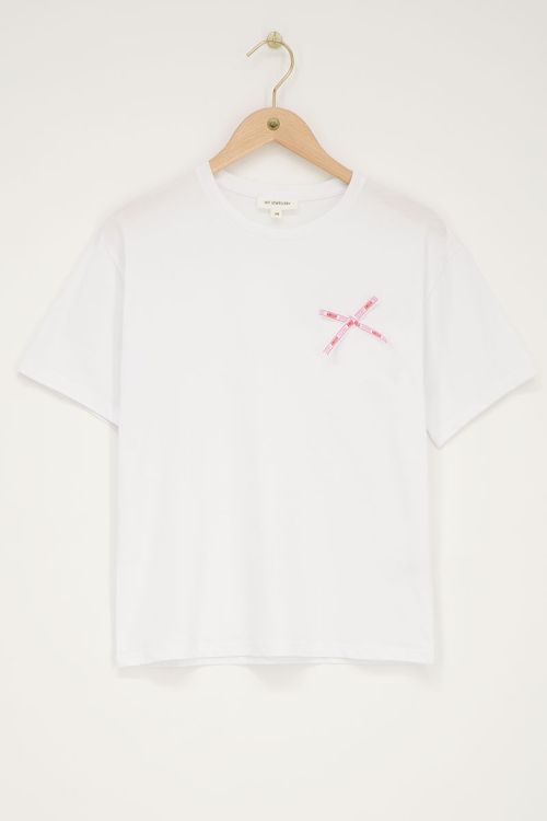 Wit T-shirt met roze 