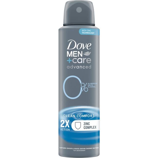 Dove Men+Care Advanced 0% Clean Comfort Deodorant Spray 150 ML