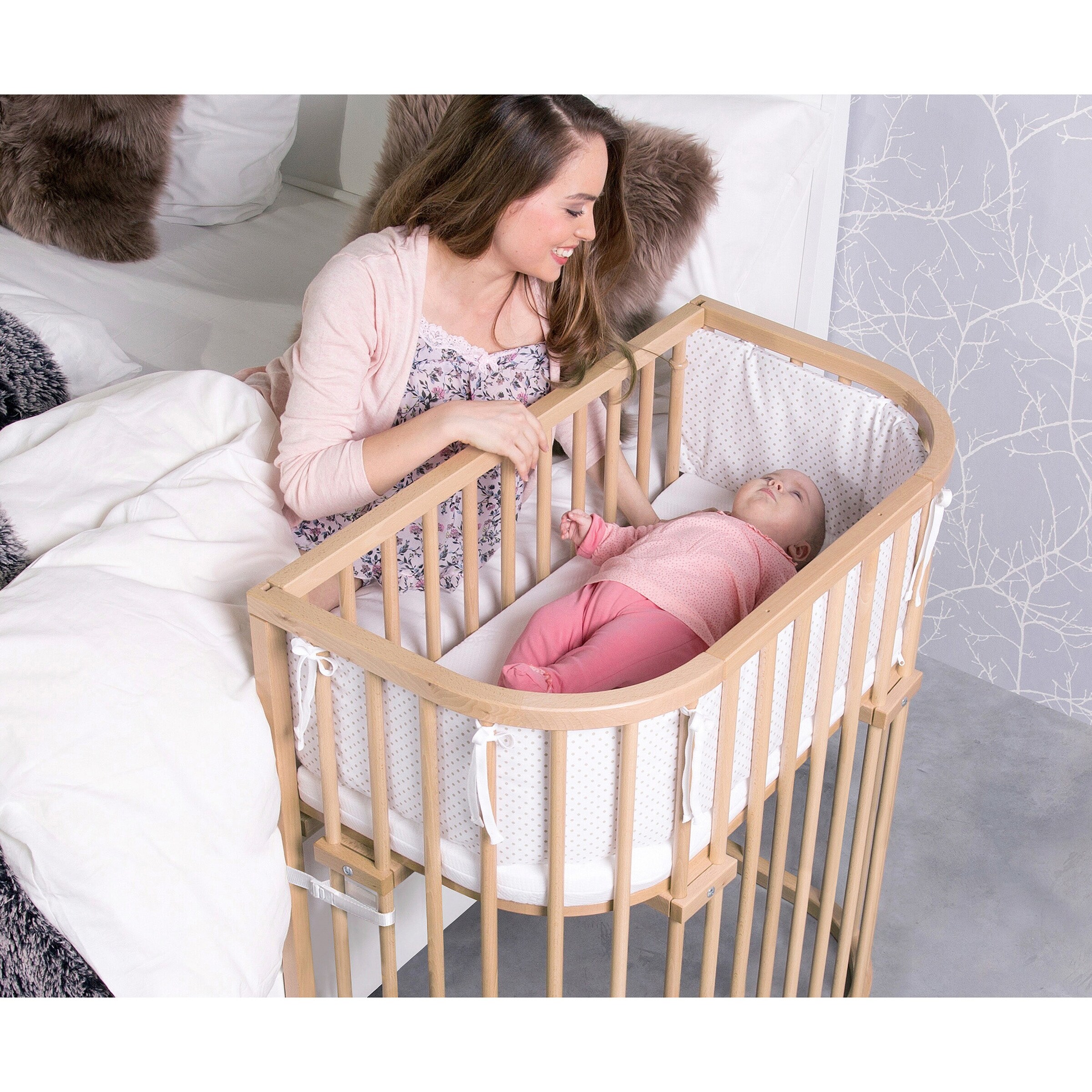 babybay® Beistellbett Boxspring Comfort Plus 89x51 cm natur / lackiert