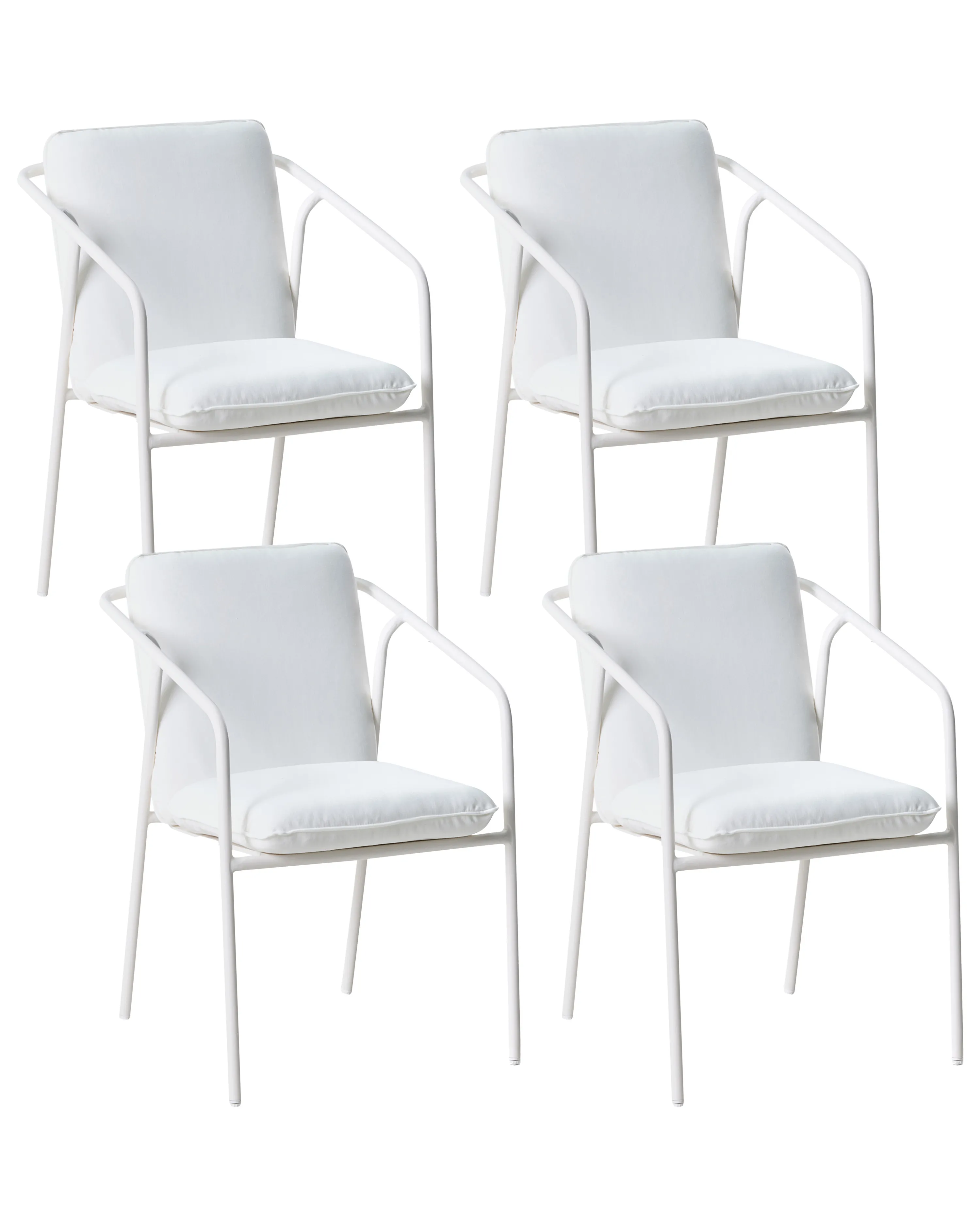 Set van 4 stoelen met zitkussen ASCIANO Metaal Wit